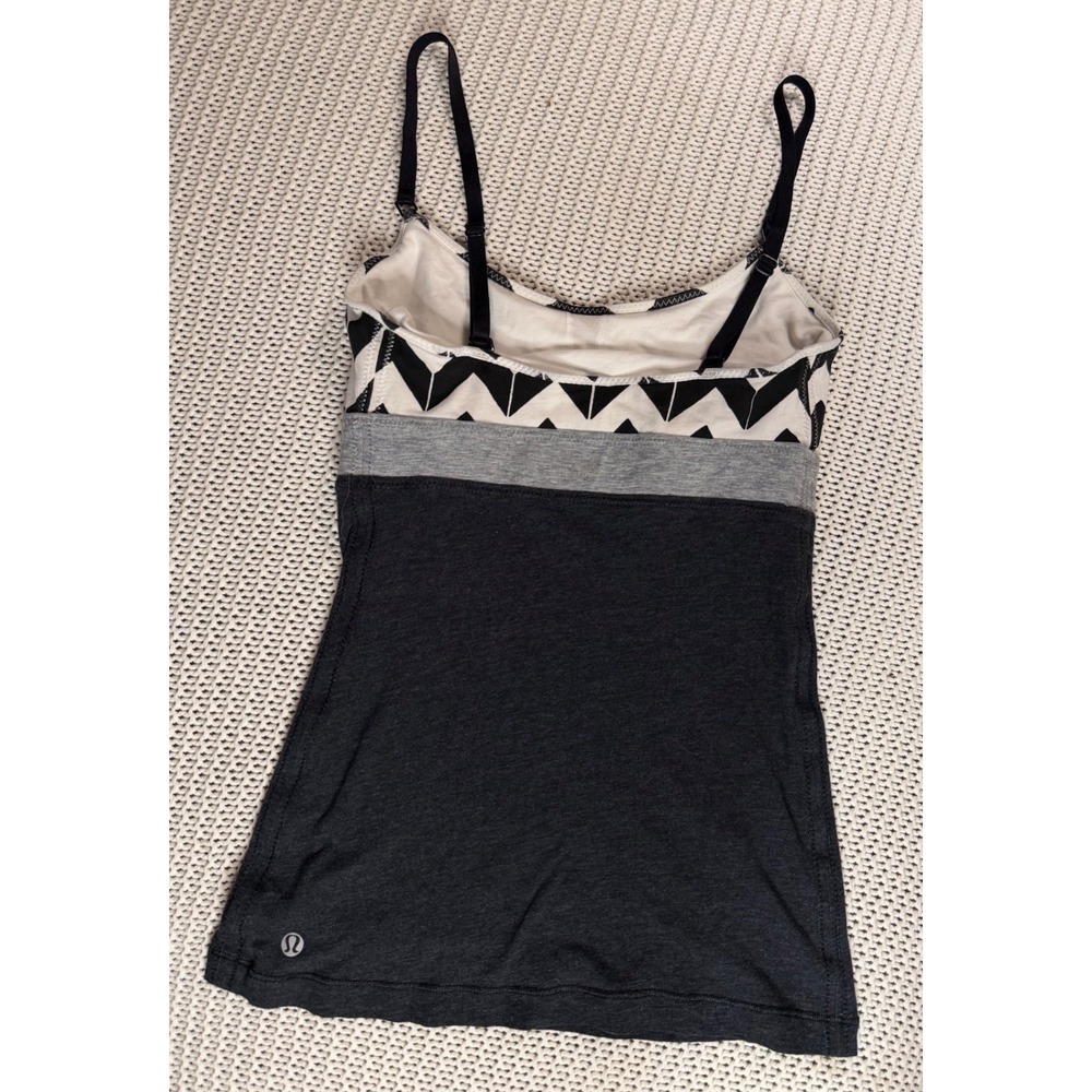 Lululemon Chevron Colorblock Cami Tank Top Built In Bra Grey Black White Small